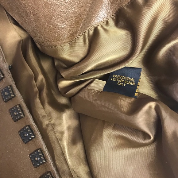 REBA Tan Leather Studded Jacket / Blazer * SZ S - Picture 10 of 16